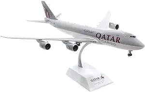 JC Wings Qatar Cargo for Boeing 747-8F A7-BGB with Stand Limited Edition 1/200 DIECAST Aircraft Pre-Built Model