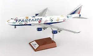 Inflight 200 TRANSAERO Airlines for Boeing 747-412 EI-XLK Flight of Hope with Stand Limited Edition 1/200 DIECAST Aircraft Pre-Built Model