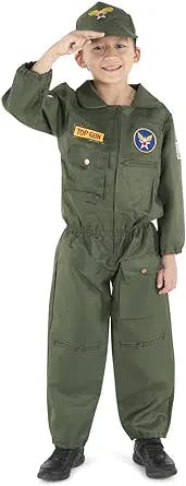 Dress Up America Top Gun Costume - Air Force Fighter Pilot Costume - WW2 Fighter Pilot Dress Up for Boys and Girls