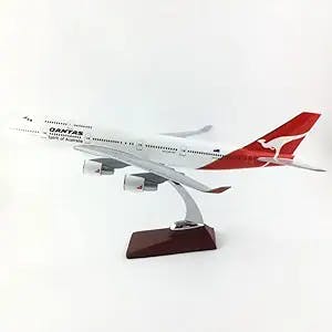 REELAK Die-cast Alloy Fighter for: Qantas Airliner 45-47CM QANTAS 747-400 Aircraft Model Alloy Propeller Twin Turbofan