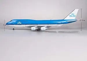 47CM Model Airplane 747 Boeing B747 KLM Royal Blue and White Dutch Aviation Product with Wheels Without Lights
