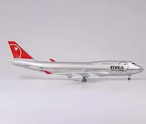 47CM Boeing 747 B747 Model NWA Northwest Airlines, with Landing Gear Resin Aircraft Plane can Collect Adult Ornaments Decoration Gifts