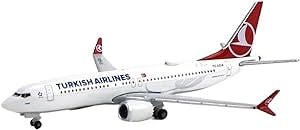 HATHAT Alloy Resin Collectible Airplane Models for: 1/500 Scale Turkish Airlines B737 737 MAX8 Alloy Machine Model Die Casting Decoration Collection 2023 2024