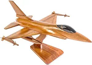 Seacraft Gallery Wooden Model F-16 Fighting Falcon 15.7"- Handcrafted Wooden F-16 Fighting Falcon Airplane Model - Toy Model Airplane - Wooden Décor