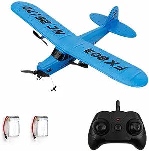 Eayaele Foam J-3 Cub RC Plane, 2 CH Remote Control Airplane Glider Toy for Adults Kids Boys Beginners Easy Ready to Fly(Blue)