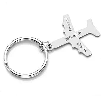 Personalized Master Custom Name Stainless Steel Airplane Pilot Helicopter Keychain Flight Attendant Gift Traveler Gift