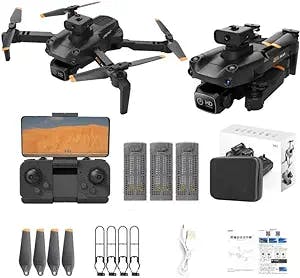 Bingchat 2023 New Upgraded Drone for Kids/Beginners with Obstacle Avoidance indoor -Dual Camera 1080P HD,Crash Frames,Flow Hover Location,Gesture for Pictures,3D Flips,One Key Start/Return,Speed Adjustment,39 Minutes with 3 Batteries,Toys Gifts for Kids (Black)