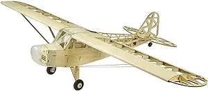 Viloga Upgrade Piper Cub J3 Model Aircraft, 47'' Laser Cut Balsa Wood Model Airplane Kits to Build, DIY Flying Model Aircraft for Adults (KIT+Motor+ESC+Servo+Covering)