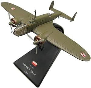 HINDKA Pre-Built Scale Models 1/144 for Classic WWII Bomber Model Poland PZL P-37 Aircraft Fighter Model Show Collection Mini Airplane