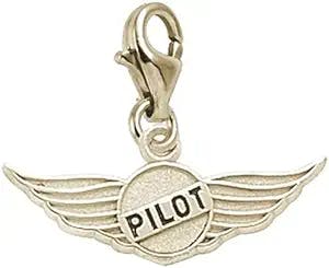 Pilots Wings Charm with Lobster Claw Clasp, Charms for Bracelets and Necklaces