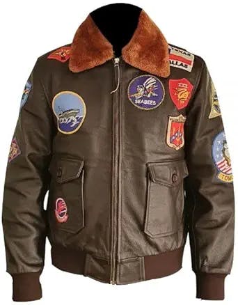 Top Gun Leather Jacket Brown Biker Jacket