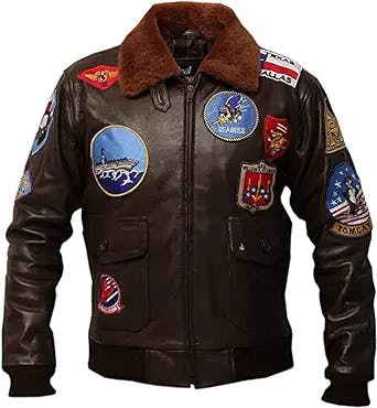 Desired Jackets Top Gun USSAF G1 Bomber Cockpit Flight Pilot Quality Real Leather Jacket with Real Fur Collar for Mens
