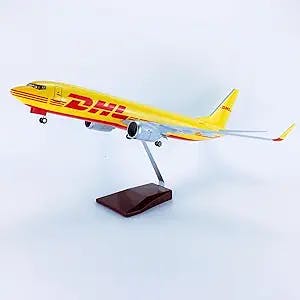 DKHOUN 1:85 Boeing 737-800 DHL with Wheels Aircraft Plane Model Resin Metal Model Airplane Die-Cast for Collection Or Gift Ornament