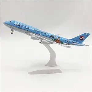 APLIQE Aircraft Models 20cm Alloy Metal Fit for Korean Air Boeing 747 B747 Airline Airplane Model with Wheels Landing Gear Graphic Display