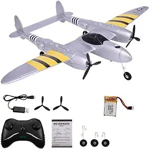 SKYTEEY Simulation P-38 RC Plane 2.4GHz Remote Control Airplane Gift for Kids and Adults Toys - Planes Model Aircraft Fighter Army Toy, Easy to Flying Toys for Boys and Girls