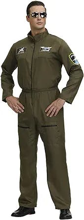 frawirshau Men's Flight Suit Costume Military Fighter Pilot Jumpsuit Halloween Costume