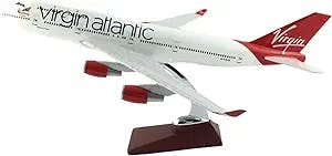 HATHAT Alloy Resin Collectible Airplane Models for: Airline 45-47Cm Boeing 747 Virgin Allanlic Airplane Model Airplane Model Toy Decoration Collection 2023 2024