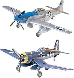 2 Tamiya Aircraft Model Kits - P-51 Mustang and Vought F4U-1D Corsair (Japan Import)