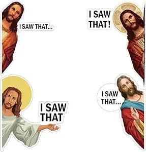 8 Pieces Jesus I Saw That Sticker PET Jesus Stickers Car Decals Funny for Car Vehicle Truck Window Laptop Water Bottle Bumper Skateboard Computer Backpack Supplies, 4 Styles (3 Inch, 6 Inch)