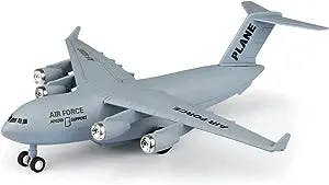 Diecast Metal Military Cargo Transport Airplane - 1:400 Scale Alloy Model Carrier Aircraft with Pullback Action, Lights and Sound
