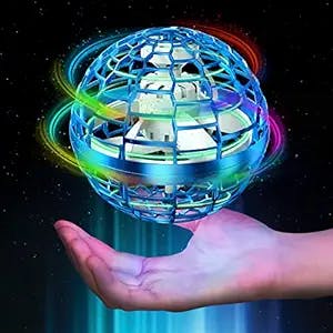 PITKLG Flying Ball Toys 2023 Upgraded Hand Controlled Flying Orb Magic Ball RGB Led Lights Boomerang Spinner 360°Rotating Soaring UFO Mini Orb Drone Flying Toy Safe for Kids Adults(Blue)