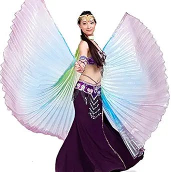 Wuchieal Women's Egyptian Egypt New Belly Dance Costume Colorful Isis Wings