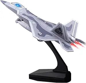 YEIBOBO ! F-22 Raptor Fighter - 1/100 Diecast Airplane Model Pull Back Fighter Toy (Gray)