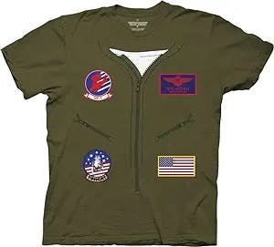 Top Gun Flight Suit Patches Adult Costume T-Shirt Officially Licensed by Ripple Junction Medium Army