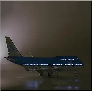 Aircraft Models 1/160 Scale Die-Cast Alloy Resin Model Fit for Boeing B747 KLM Aircraft with Lights and Wheels Collection Graphic Display (Color : B)
