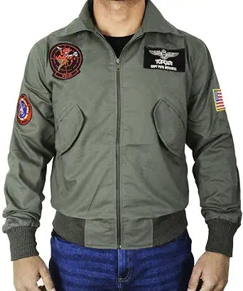Mens Top 2022 G1 Flight Bomber Air Force Pilots Olive Green Tom Cruise Jacket
