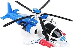 TOYANDONA Kids Toys Educational Helicopter Lights Plaything with Kids Light Early Airforce and Blue Go Building Transport Toy Airplane Simulation Toys Luminous Music Assembly Model Fighter Kid Toys