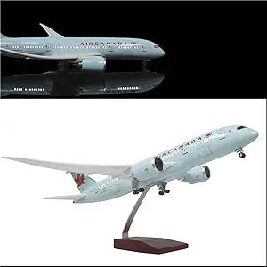 24-Hours 18” 1:130 Scale Model Jet Canada Boeing 787 Planes Model Airplane Kits Display Diecast Airplane for Adults with LED Light(Touch or Sound Control)