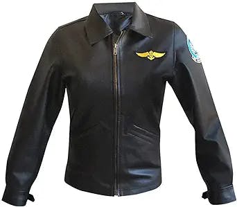 Fashion Hub Jackets Top Kelly Gun McGillis Jacket Costumes Leather Charlie Flight Aviator-Lightweight Black Leather Jacket