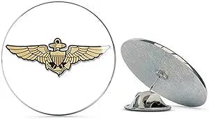 NYC Jewelers Gold Navy Aviator Wings Shaped (Logo Naval Pilot Fly Aviation) Metal 0.75" Lapel Hat Pin Tie Tack Pinback
