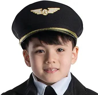 Dress Up America Pilot Hat - Black Airline Captain Cap - Pilot Costume Accessory for Kids and Adults
