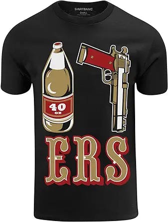 "Lock and Load with the ShirtBANC Mens Graphic 40oz 9MM Gold Gun Shirt: The