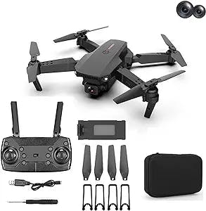 Mini Foldable Drone with Dual 1080P HD FPV Camera - Remote Control Toys Portable Handbag for Adults Kids Altitude Hold/Headless Mode/One Key Start/Speed Adjustment (Black), 4.9x3.2x2.1in