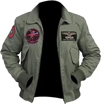 UGFashions Mens Tom Cruise Top Captain Pete Mitchell 2020 Flight Aviator Pilot Patches Bomber Green Cotton Jacket