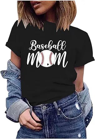 2023 Baseball Mom Top for Women Cute Baseball Graphic Short Sleeve Tee Shirt Casual Workout Summer Tunic Top Blouse