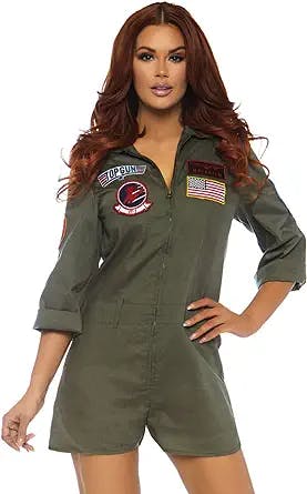 Leg Avenue Women's Top Gun Licensed Women's Romper Flight Suit Costume