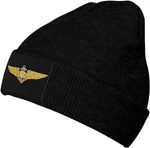 Naval Aviator Pilot Wings Unisex Knitted Hat Beanie Winter Warm Stretch Skull Hat Black