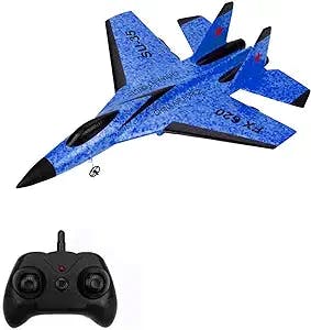 New Remote Control Wireless Airplane Toy, 2.4Ghz Remote Control Plane SU-35 Rc Glider 2 Channel, Epp Aircraft Model Outdoor Flight Toys (A-Blue)