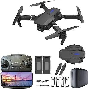 FDWYTY Drone with Camera, Mini Foldable FPV RC Quadcopter with 1080P HD Image / Live Video Remote Control Aircraft Toys Gifts for Kids Adults Boys Girls Beginners - 2 Batteries, 25 Mins Flight Time, Black