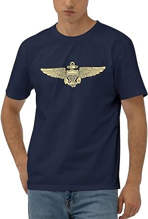 Naval Aviator Pilot Wings Men's Classic T-Shirt, Cotton Short Sleeve Black