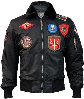 Top Gun Official B-15 Men’s Flight Bomber Jacket with Patches