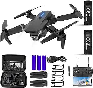Drone with 1080P Camera: 2 Batteries, 1 Key Takeoff/Land, Altitude Hold, Au
