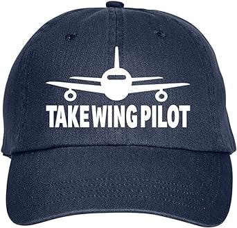 Press Fans - TAKE Wing Pilot Pilot Hat Baseball Cap Distressed Classic Polo Style Adjustable, j36 Navy Blue