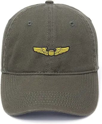 Mens Baseball Caps Pilot Wings Embroidered Washed Cotton Dad Hat