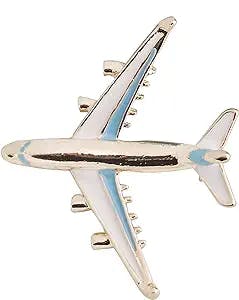 MYOSPARK White Blue Enameled Airplane Aircraft Brooch Aviation Jewelry Plane Gift for Pilot Flight Attendant Air Force Traveler
