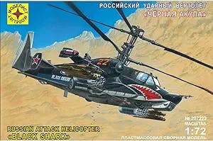 Russian Helicopters Model Kit 1:72 Scale - Kamov Ka-50 Black Shark Hokum A Attacks Helicopter Gunship - Military Miniature Model to Build Toy Assembly Instructions in Russian Language